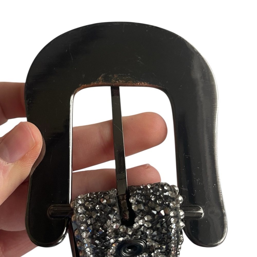 Embellished Black Crystal Western Belt with Decorative Buckle - Picture 7 of 7